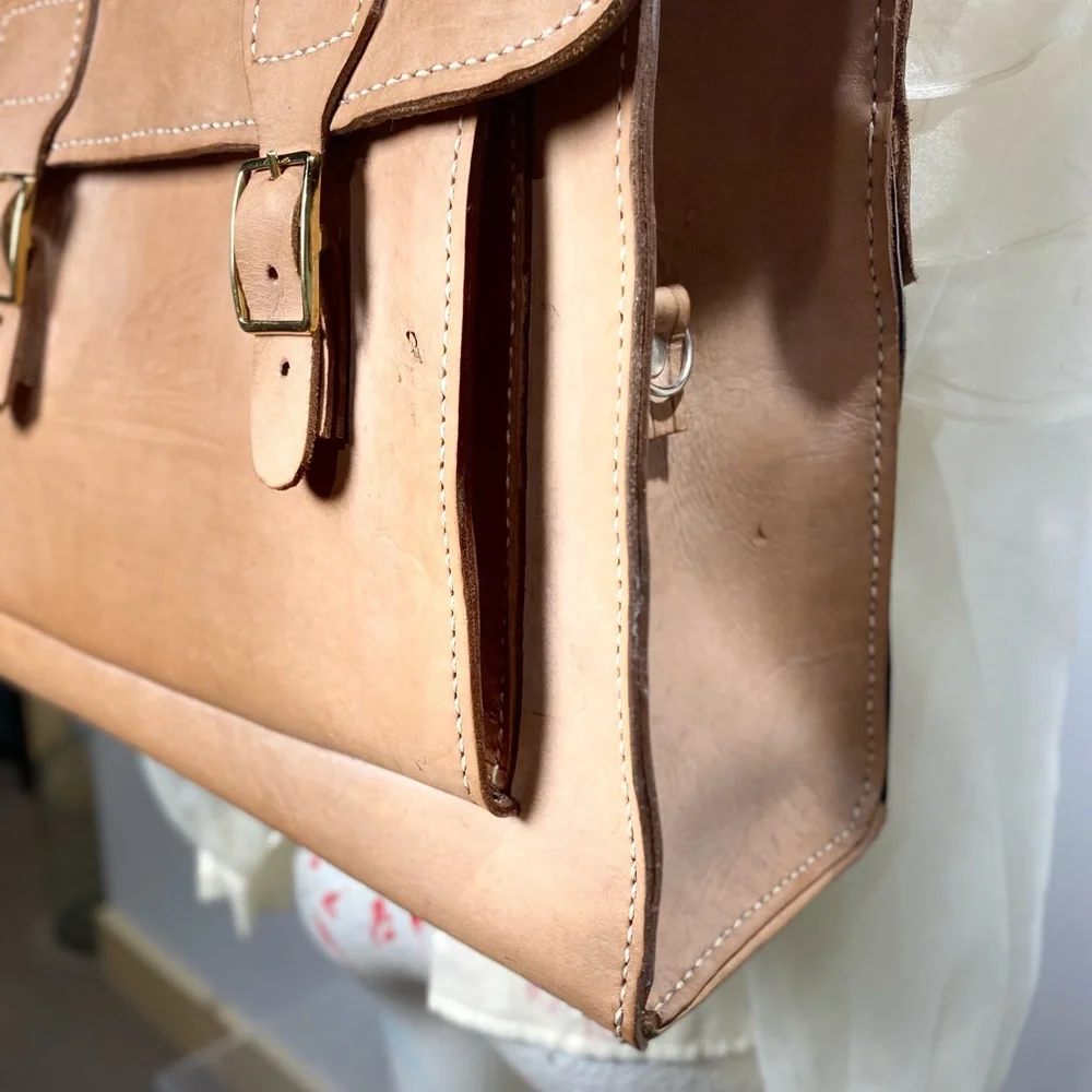 Natural Tan Leather Backpack Satchel
